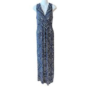 Motherhood Maternity Womens Small Blue and White Geometric Maxi Dress